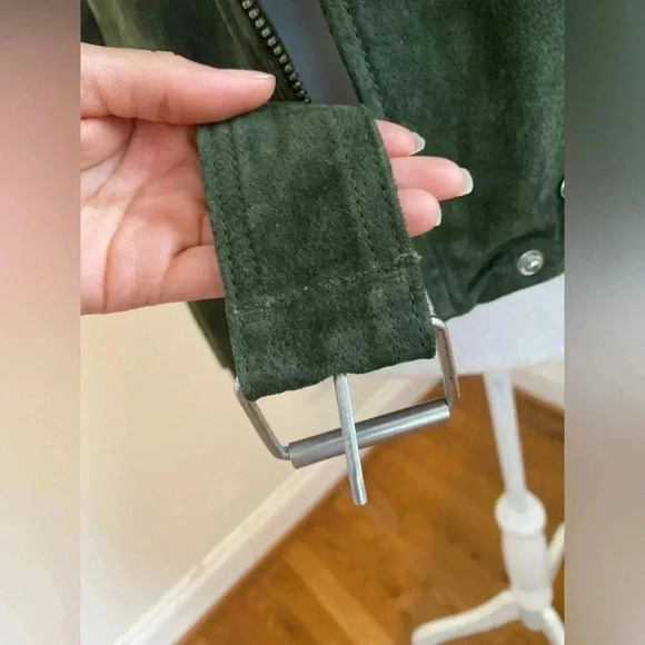 BlankNYC Suede Olive Green Moto Jacket Size Small - Picture 4 of 16